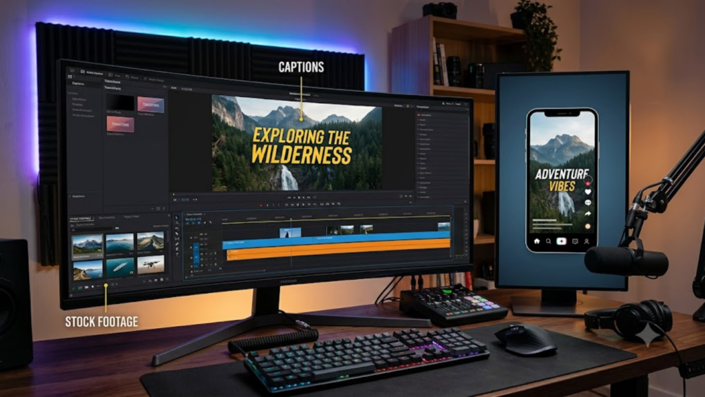 Professional editing timeline for faceless TikTok videos.