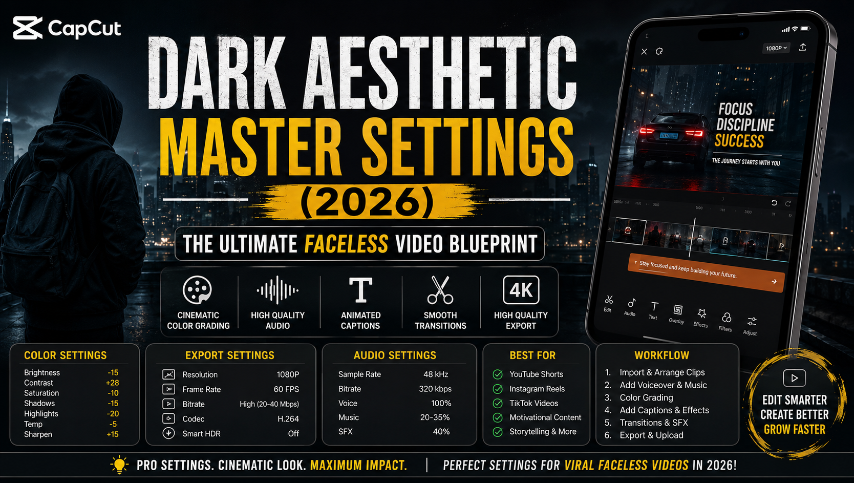 CapCut Dark Aesthetic Master Settings (2026) | Complete Guide