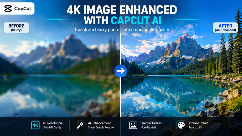 Crystal-clear 4K image enhanced with CapCut AI