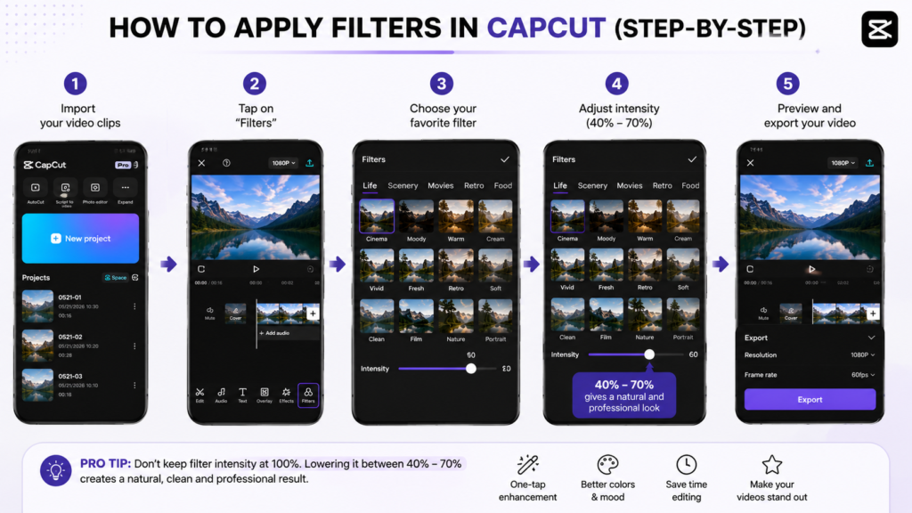 CapCut filters for changing video colors and style